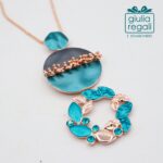 Collana lunga Made in Italy turchese e oro rosato
