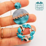 Collana lunga Made in Italy turchese e oro rosato - immagine 2