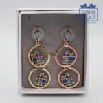 Orecchini pendenti a doppio cerchio con dettagli blu e azzurri Made in Italy
